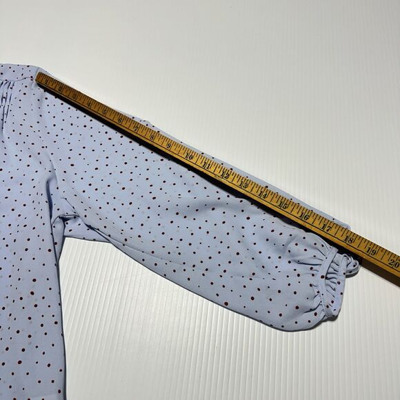 Collective Concepts Womens Blue Red Polka Dot Blouse Split Neck Popover Size XL - Picture 9 of 10